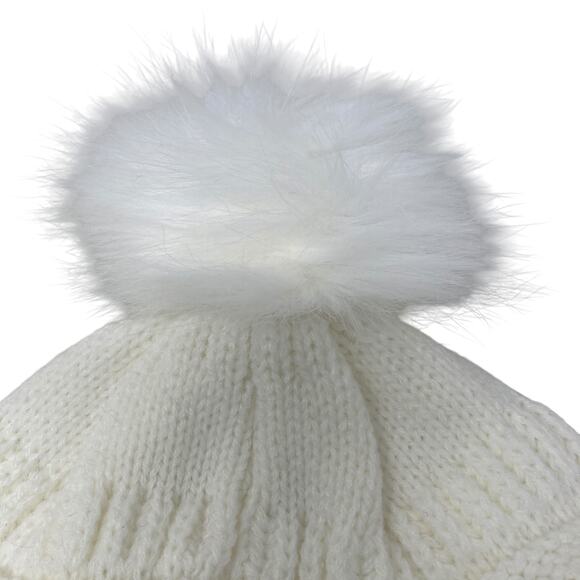 Five Below Beanie Hat One Stretch Pom Pom White - Picture 4 of 6